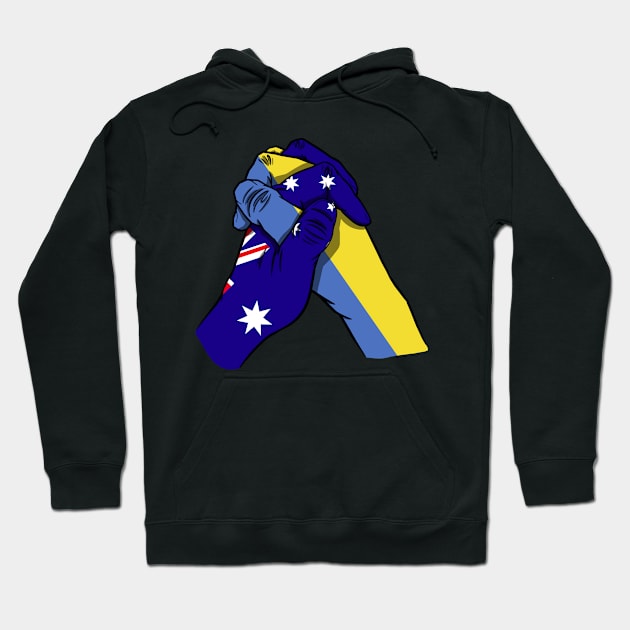 Australia and Ukraine Flags Holding Hands Ukraine Australia Roots Hoodie by BramCrye